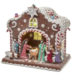 Kurt Adler 12.5" Battery Operated LED Light Up Nativity Gingerbread House Christmas Figure N1036 Discount