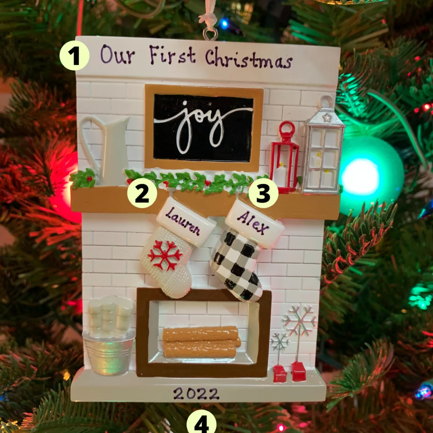 Polar X 5" Fireplace Mantle Couple Stockings Personalized Christmas Ornament OR2030-2 Discount