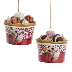 Kurt Adler 2.6" Ice Cream Sundae with Waffle Cone Cup Christmas Ornament D3975 Clearance