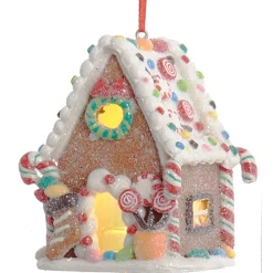 Kurt Adler 3.75" LED Lighted Claydough Candy Gingerbread House Christmas Ornament D4043 Best