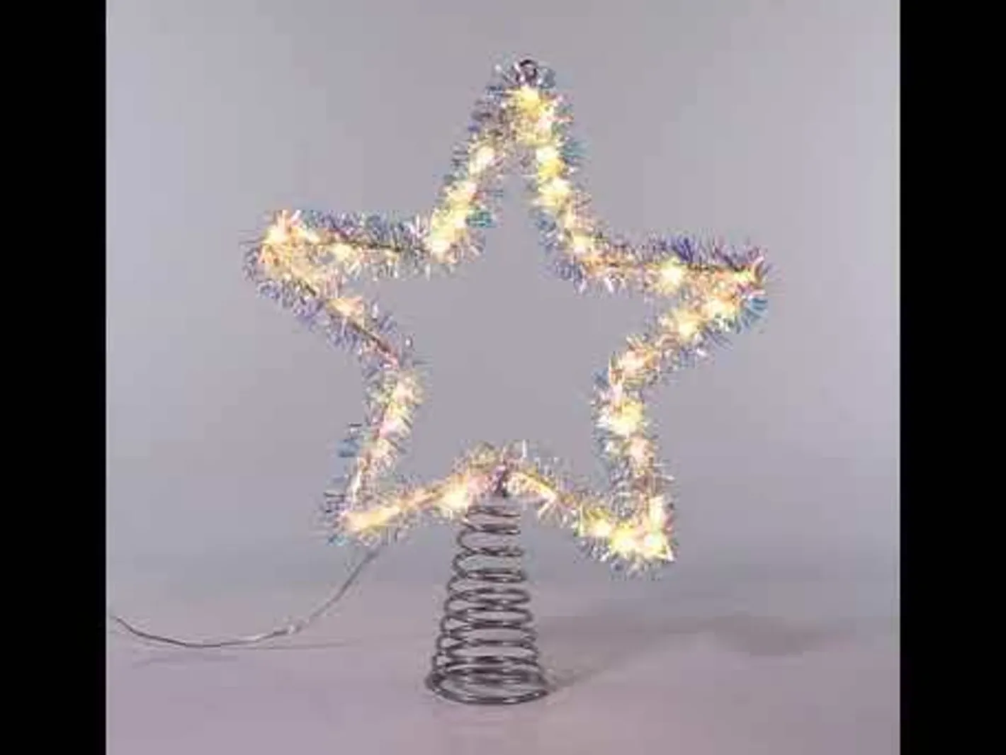 Kurt Adler 12.2" LED Lighted Warm White Silver Tinsel Star Christmas Tree Topper AD1022WW Best