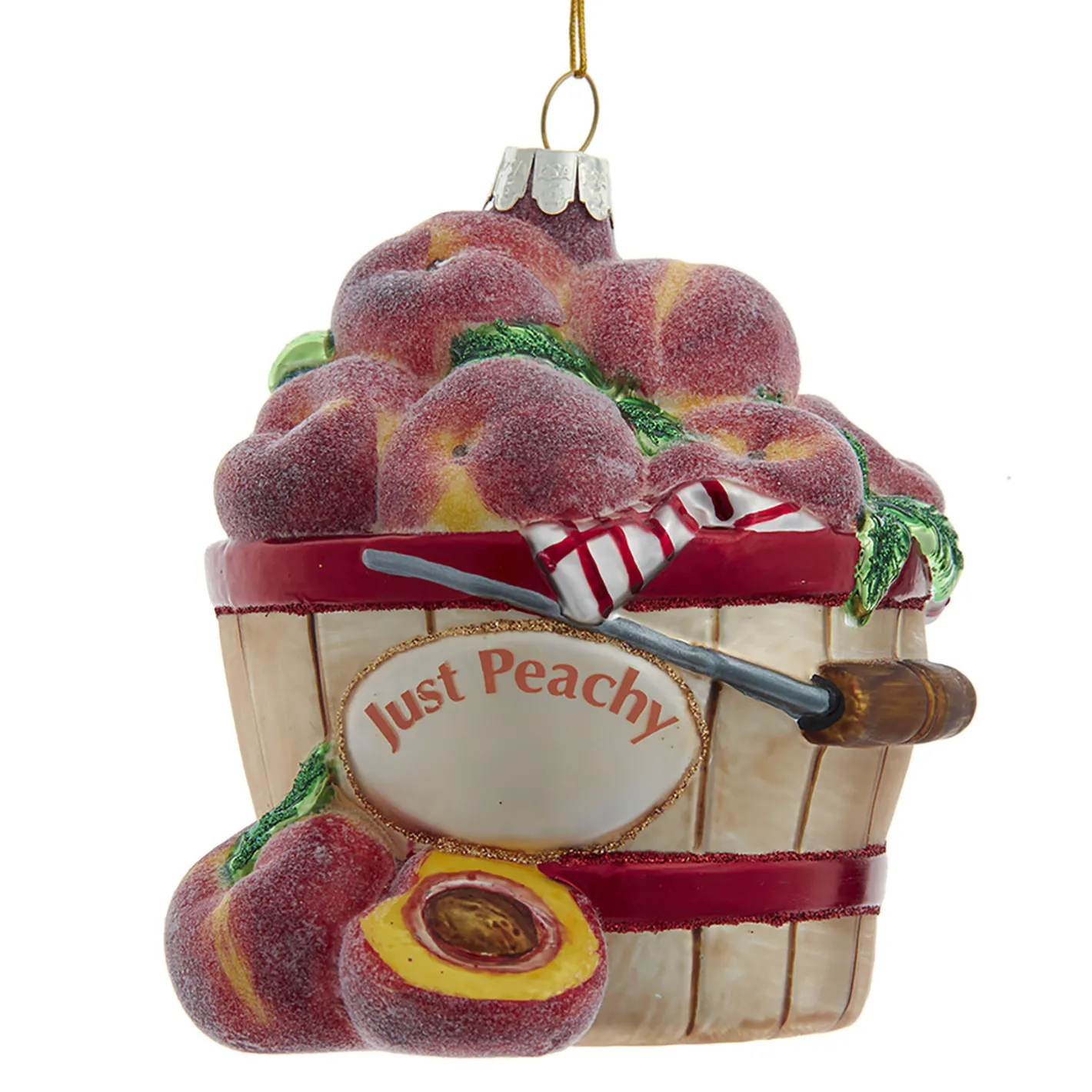 Kurt Adler 5.5 Noble Gems Peaches in Basket Glass Christmas Ornament NBX0050 Clearance