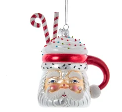 Kurt Adler 5" Noble Gems Santa Cocoa Mug Glass Christmas Ornament NBX0079 Online