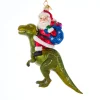Kurt Adler 5.25" Noble Gems Santa On Dinosaur Glass Christmas Ornament NBX0064 Clearance