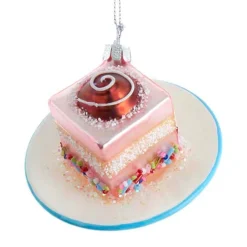 Kurt Adler 3.25" Pink Miniature Cake Glass Christmas Ornament C6374 Hot