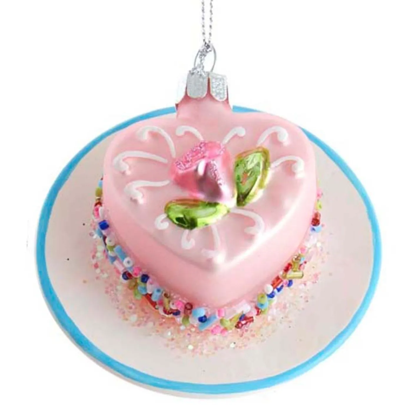 Kurt Adler 3.25" Pink Miniature Cake Glass Christmas Ornament C6374 Hot