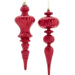 Kurt Adler 12" Red Distressed Finish Plastic Finial Christmas Ornament D3810 Sale