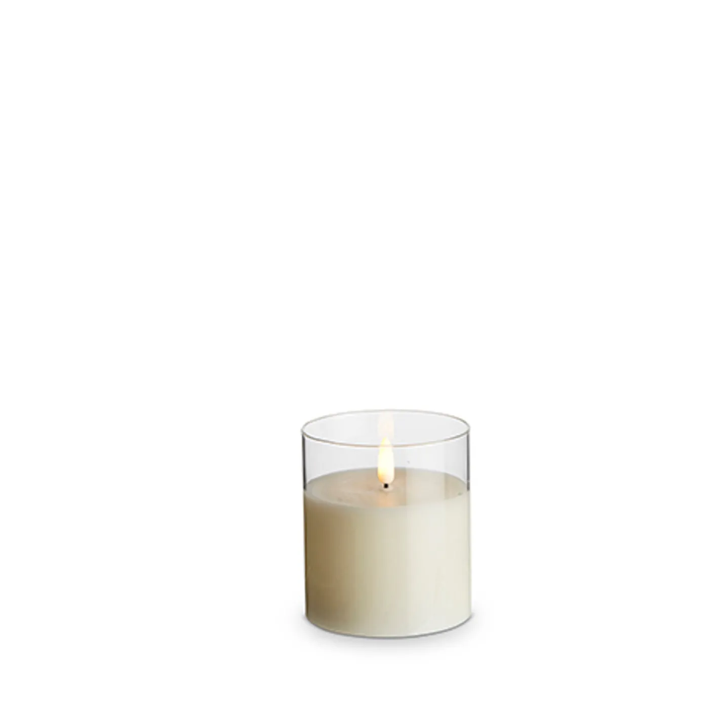 Raz Imports 3.5" x 4", 5", or 6" Ivory Pillar Battery Operated Flickering Candle In Clear Glass Online