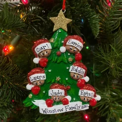 Polar X African American Christmas Tree Family of 6 Personalized Christmas Ornament AA827-6 Online