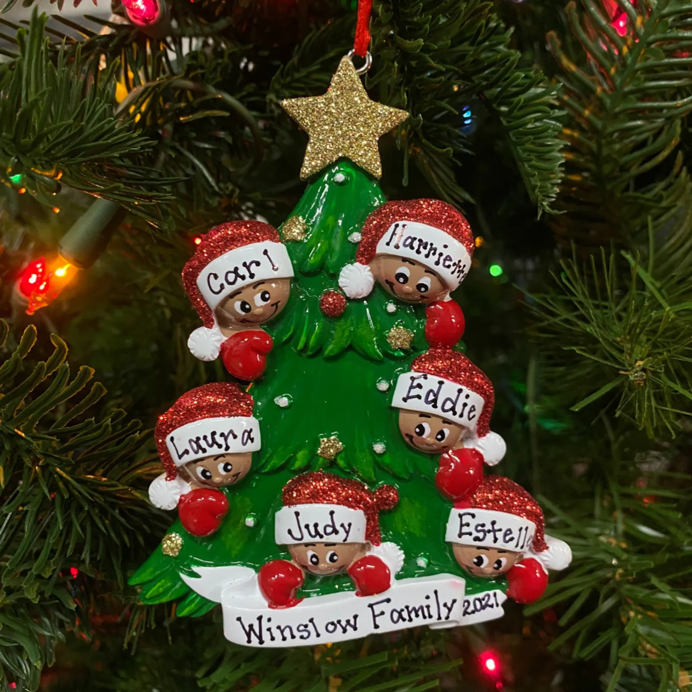 Polar X African American Christmas Tree Family of 6 Personalized Christmas Ornament AA827-6 Online