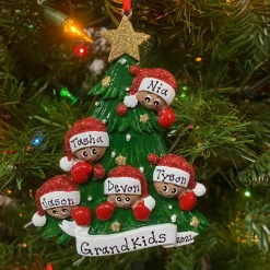 Polar X African American Christmas Tree Family of 5 Personalized Christmas Ornament AA827-5 Outlet