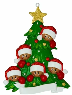 Polar X African American Christmas Tree Family of 5 Personalized Christmas Ornament AA827-5 Outlet