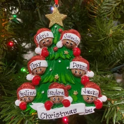 Polar X African American Christmas Tree Family of 7 Personalized Christmas Ornament AA827-7 New