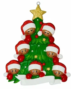 Polar X African American Christmas Tree Family of 7 Personalized Christmas Ornament AA827-7 New