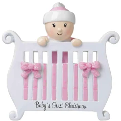 Polar X Baby Girl in Crib Personalized Christmas Ornament OR1732-P New