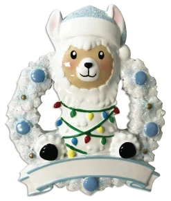Polar X Baby Llama in Blue Wreath Personalized Christmas Ornament OR1903-B Outlet