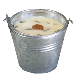 Bedrock Tree Farm Natural Fir Needle Wood Wick Soy Candle in Galvanized Pail P12G Clearance