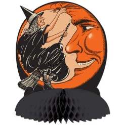 Beistle Vintage 9.75" Halloween Witch & Moon Centerpiece Decoration 01550