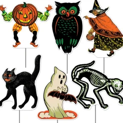 Beistle Vintage 11.5"-12.25" Plastic Halloween Yard Signs Outdoor Decor 00485 Sale