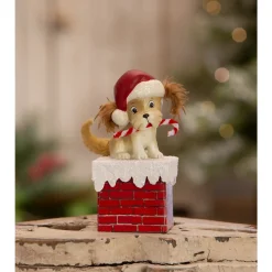 Bethany Lowe 5.75" Christmas Puppy on Box Vintage Christmas Decoration TL3368 Online