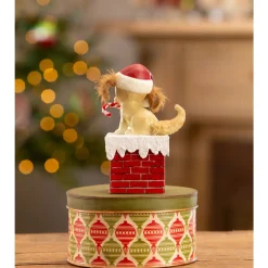 Bethany Lowe 5.75" Christmas Puppy on Box Vintage Christmas Decoration TL3368 Online
