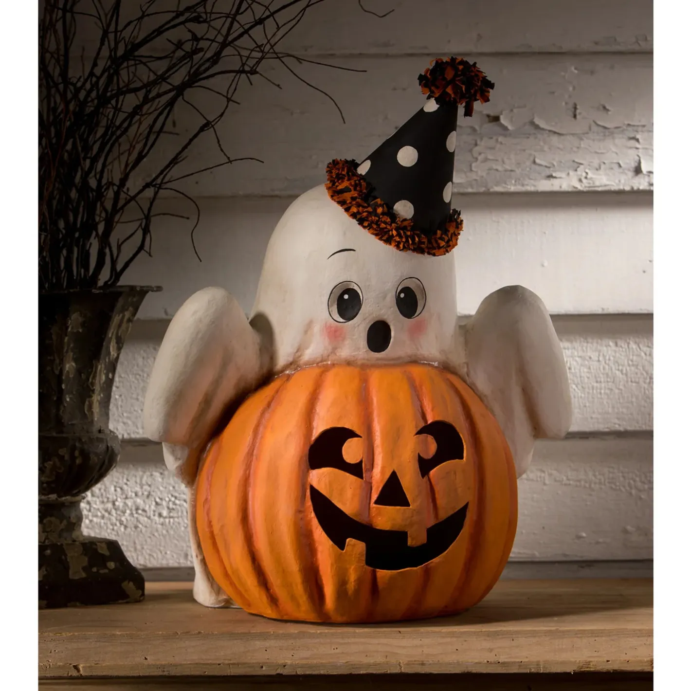 Bethany Lowe 18" Large Boo Ghost Jack-O-Lantern Vintage Inspired Halloween Figure TJ3304 Clearance