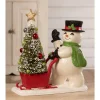 Bethany Lowe 14.5" Large Frosty Pushing Sled Vintage Christmas Decoration TD3173 Sale