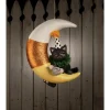 Bethany Lowe 15.75" Party Kitty in Candy Corn Moon Hanging Halloween Decoration TD1193 Outlet
