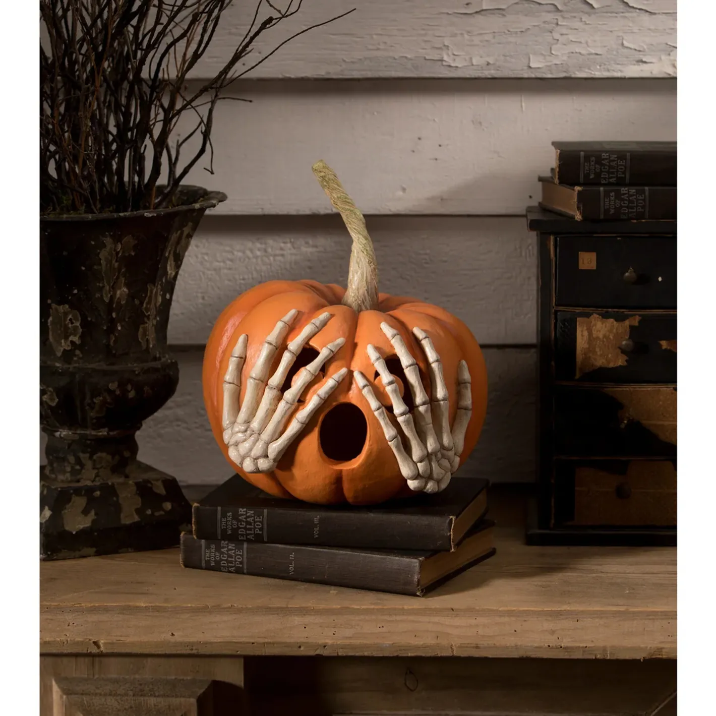 Bethany Lowe 10" Peek-a-Boo Pumpkin Orange Halloween Decoration TD3131 Online