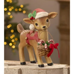 Bethany Lowe 10.75" Reindeer Carrying Basket Vintage Christmas Figure TJ3319 Best