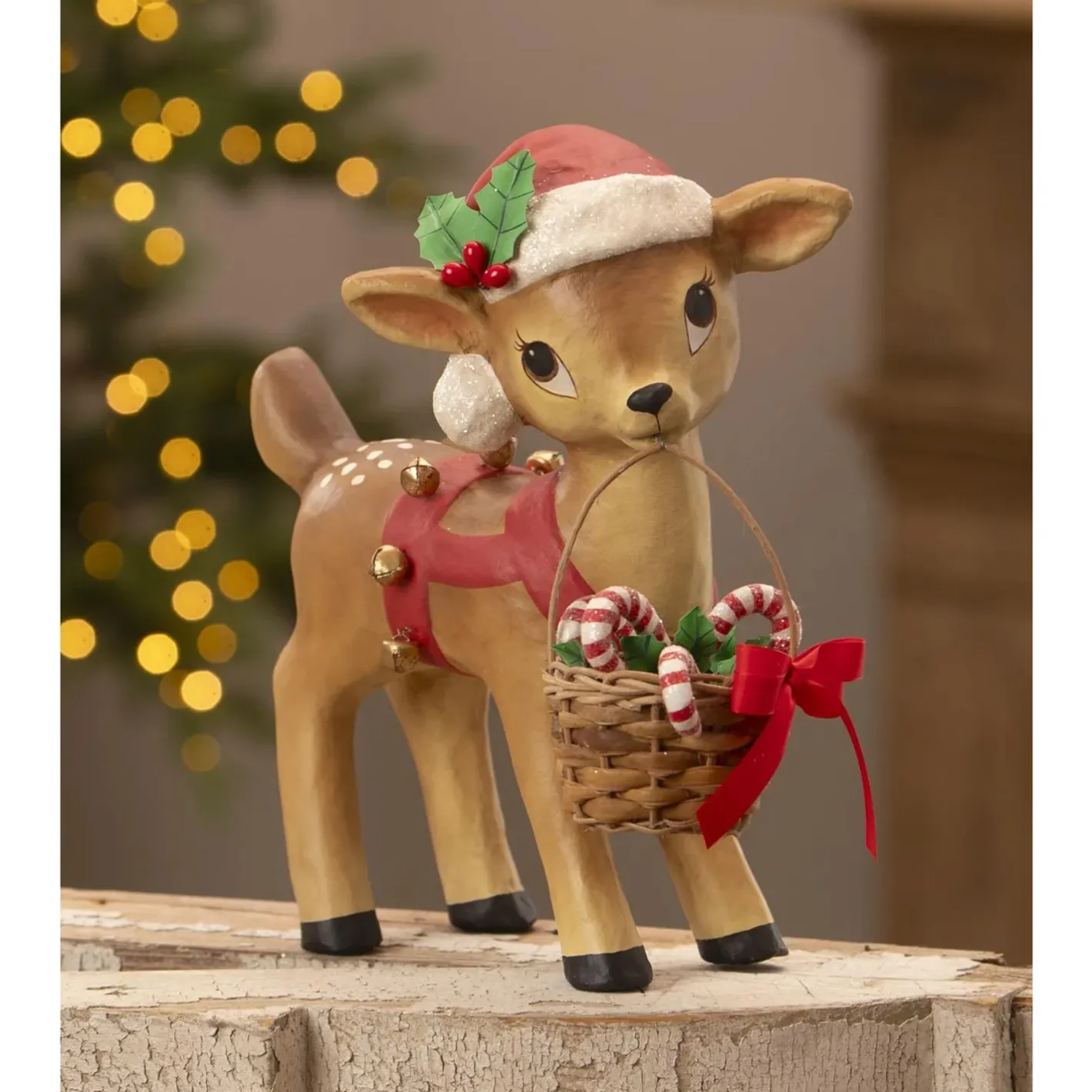 Bethany Lowe 10.75" Reindeer Carrying Basket Vintage Christmas Figure TJ3319 Best