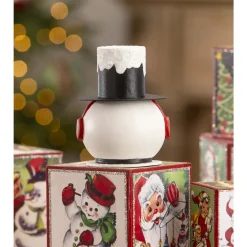 Bethany Lowe 4.25" Vintage Surprised Snowman Container Christmas Decoration TF3276 Online