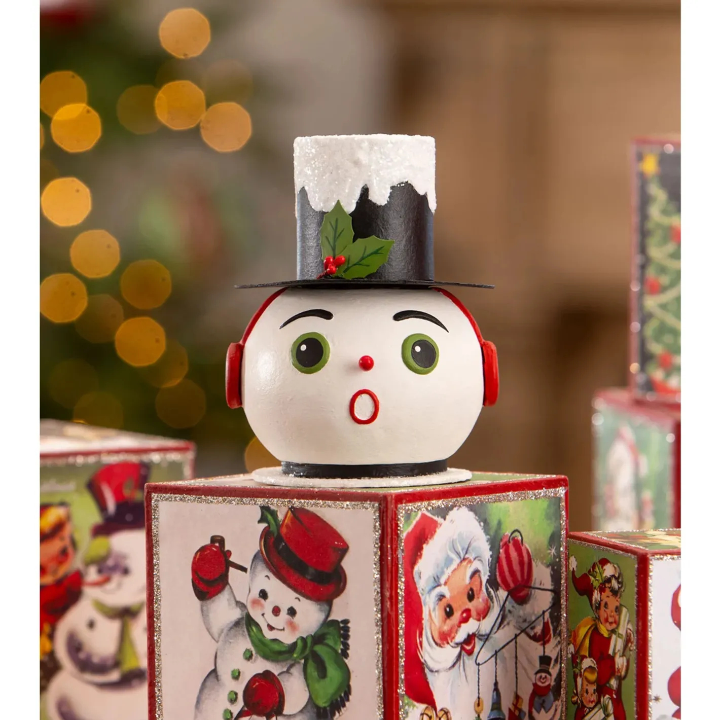 Bethany Lowe 4.25" Vintage Surprised Snowman Container Christmas Decoration TF3276 Online