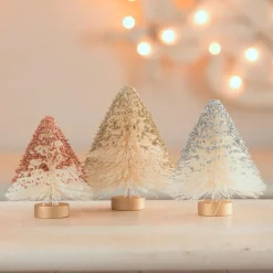 Bethany Lowe Set of 3 Metallic Mini Bottle Brush Trees Christmas Decoration LC1542 Hot