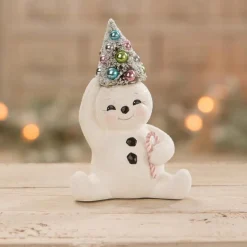 Bethany Lowe Set of 2 Pastel Snowmen Christmas Figures Hot