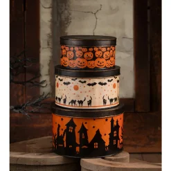 Bethany Lowe Vintage Halloween Stacked Tins Decoration TF4245