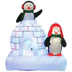 Brite Star 5' LED Lighted Penguin Family on Igloo Inflatable Outdoor Decoration 49-029-00 Online