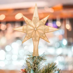 Christopher Radko Champagne Stellar Star Glass Christmas Tree Topper 1017544 New