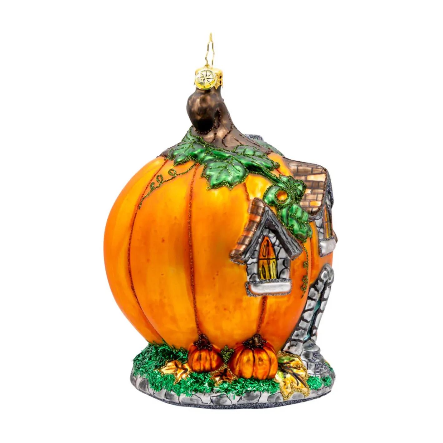 Christopher Radko Pumpkin Patch Abode Glass Halloween Ornament 1022285 Sale