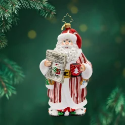Christopher Radko Santa's Daily News Glass Christmas Ornament 1022489 Hot