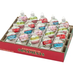 Shiny Brite Christopher Radko Festive Fete 20 Count 1.25" Decorated Rounds Glass Christmas Ornament Set 4028271