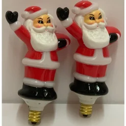 Shiny Brite Christopher Radko Holiday Splendor Santa Bubble Light Candolier Pair Of REPLACEMENT SANTAS Outlet