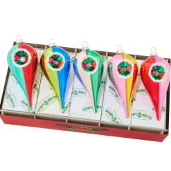 Shiny Brite Christopher Radko Christmas Confetti 5 Count 5" Reflector Tulips Glass Christmas Ornament Set 4028266 Outlet