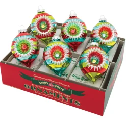 Shiny Brite Christopher Radko Festive Fete 3.25" Decorated Reflector Tulip Christmas Ornaments 4027885 Hot