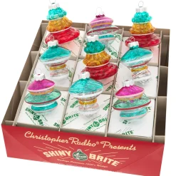 Shiny Brite Christopher Radko Vivid Vintage 2.5" Shapes Christmas Ornaments 4028186 Hot