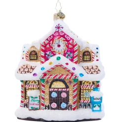 Christopher Radko Sweet Tooth Gingerbread Station and Train Glass Christmas Ornament 1022108