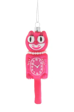 Cody Foster Co Cody Foster 5" Pink Retro Cat Clock Glass Christmas Ornament GO-6416-P Discount