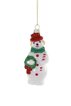 Cody Foster Co Cody Foster 4.5" Snowman with Candy Cane Glass Christmas Ornament GO-8879 Online