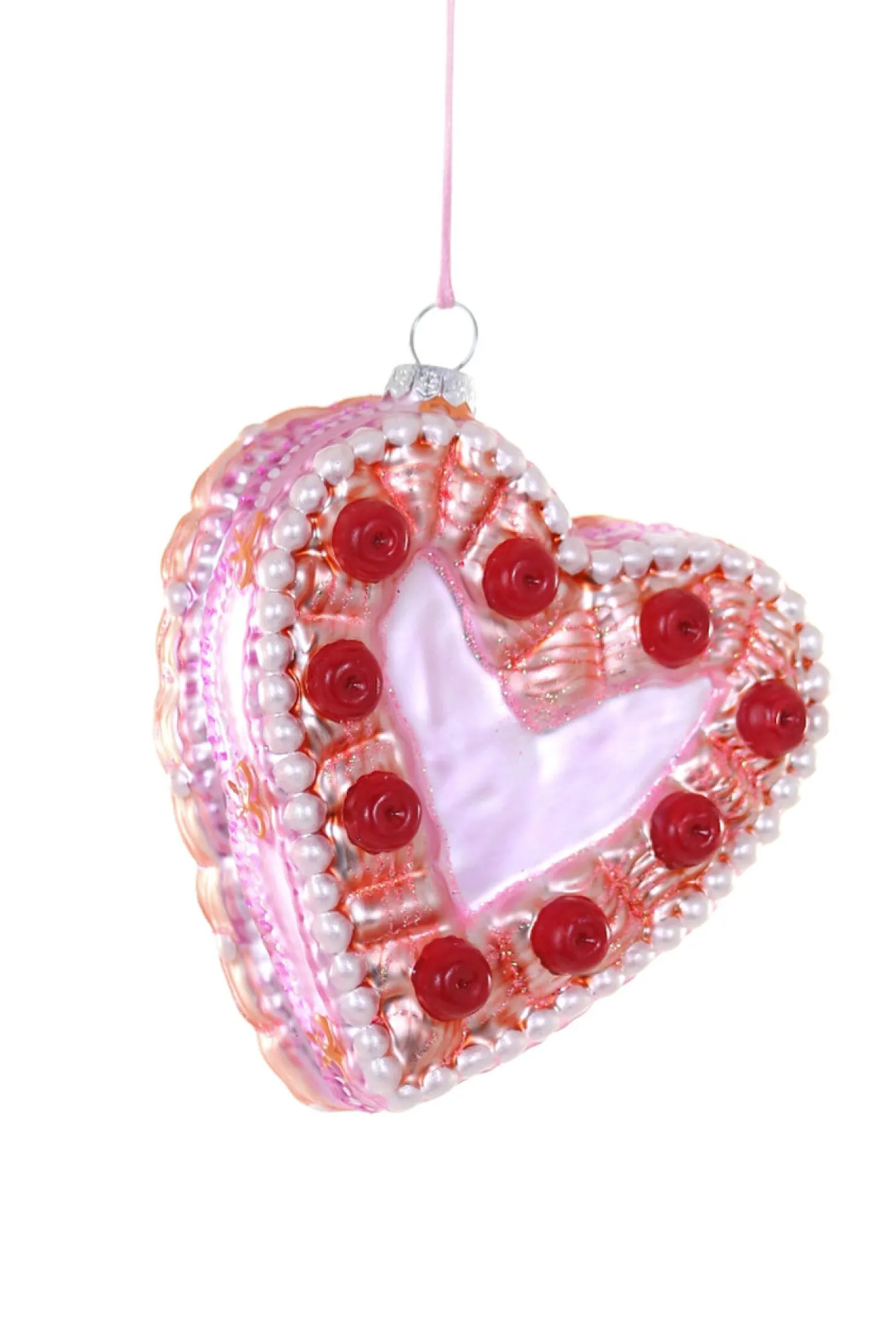Cody Foster Co Cody Foster 4.5" Vintage Heart Shaped Cake Glass Christmas Ornament GL-518 New