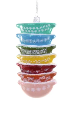 Cody Foster Co Cody Foster 5.5" Vintage Inspired Stacked Rainbow Mixing Bowl Pyrex Glass Christmas Ornament GL-665